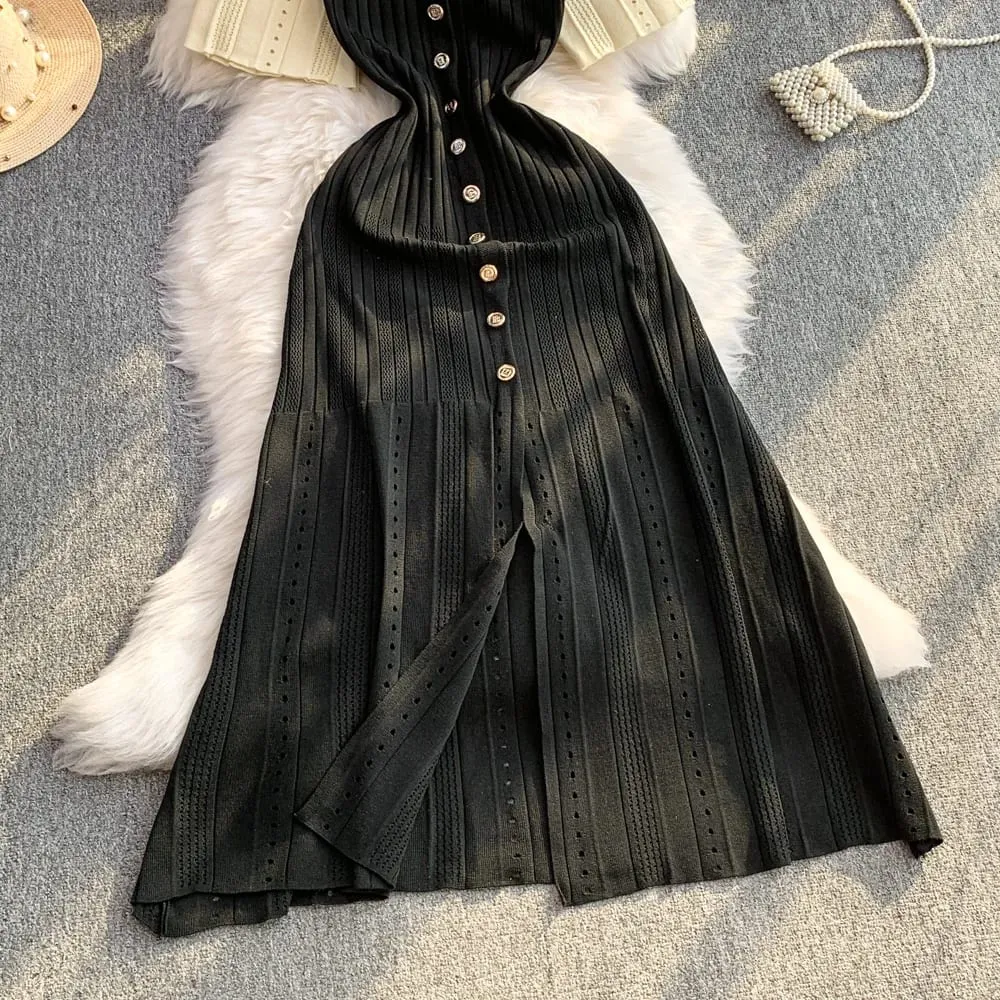 YuooMuoo ชุดสตรี 2026 ฤดูใบไม้ผลิและฤดูร้อน Elegant Patchwork One ชิ้นถักชุด Maxi Office Lady Slim เอวเสื้อกันหนาวชุด — image 5