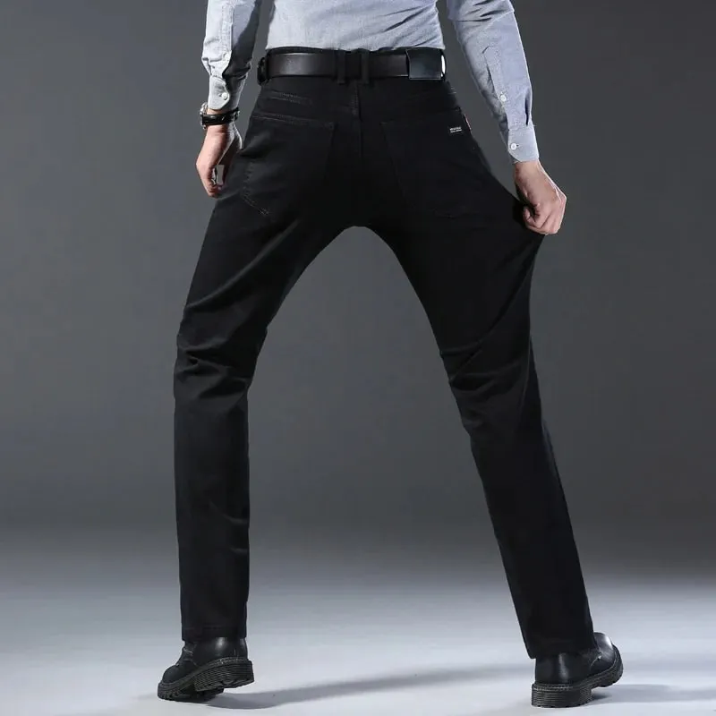 Men's New Korean Version Is Soft And Comfortable Stretch Regular Fit Jeans Fashion Casual Cotton Business Black Denim Pants — image 3