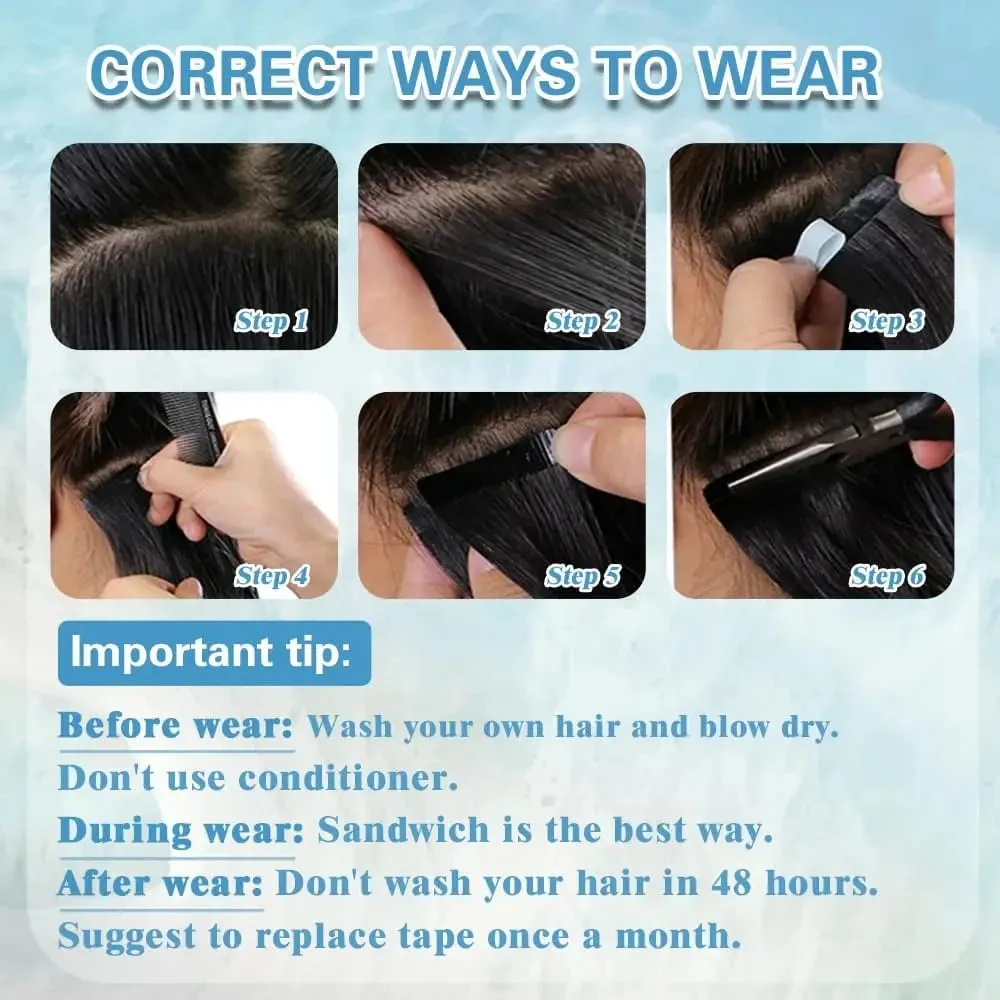 Colored Bone Straight Tape In Hair Extensions 100% Human Hair Invisible Seamless Skin Weft Tape In Human Hair Extensions 26 Inch