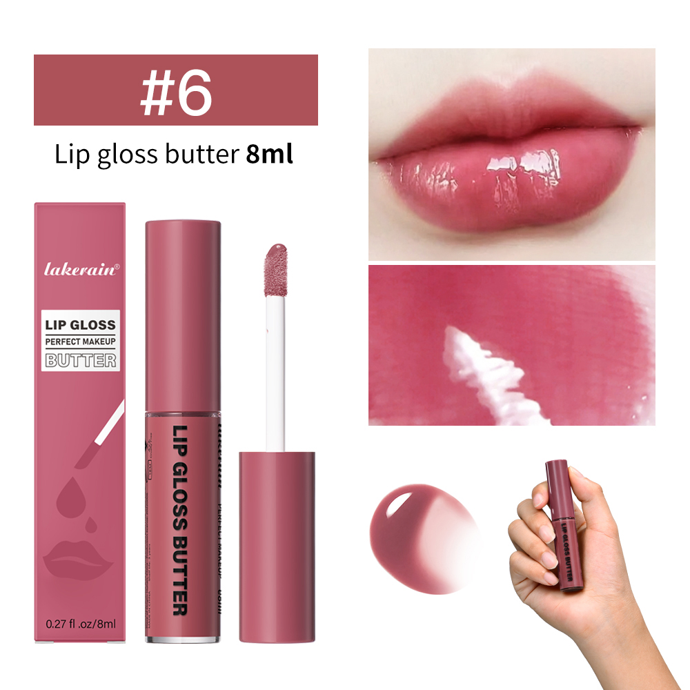 8ml Butter Non-stick Cup Gloss Lip Gloss Moisturizing Mirror Lip Gloss Lasting Color Lip glaze Dye Lip Liquid Makeup For Women
