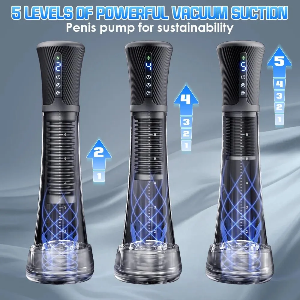 Automatické mužské masturbátory Penis Pumpa Sex Machine Stroker Vakuová pumpa Sexuální hračky pro dospělé pro muže 5 úrovní sání 6 tréninkových režimů