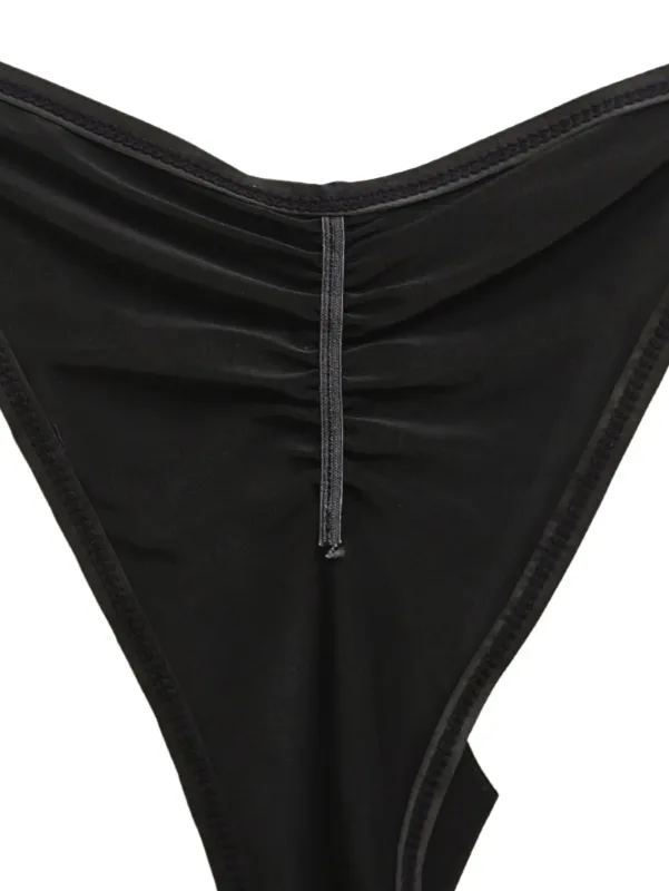1pc Men's High Slit Ruched Thong - Ice Silky Smooth Semi Sheer, Ultra Sexy Breathable No-Stick Soft Casual Men Underwear