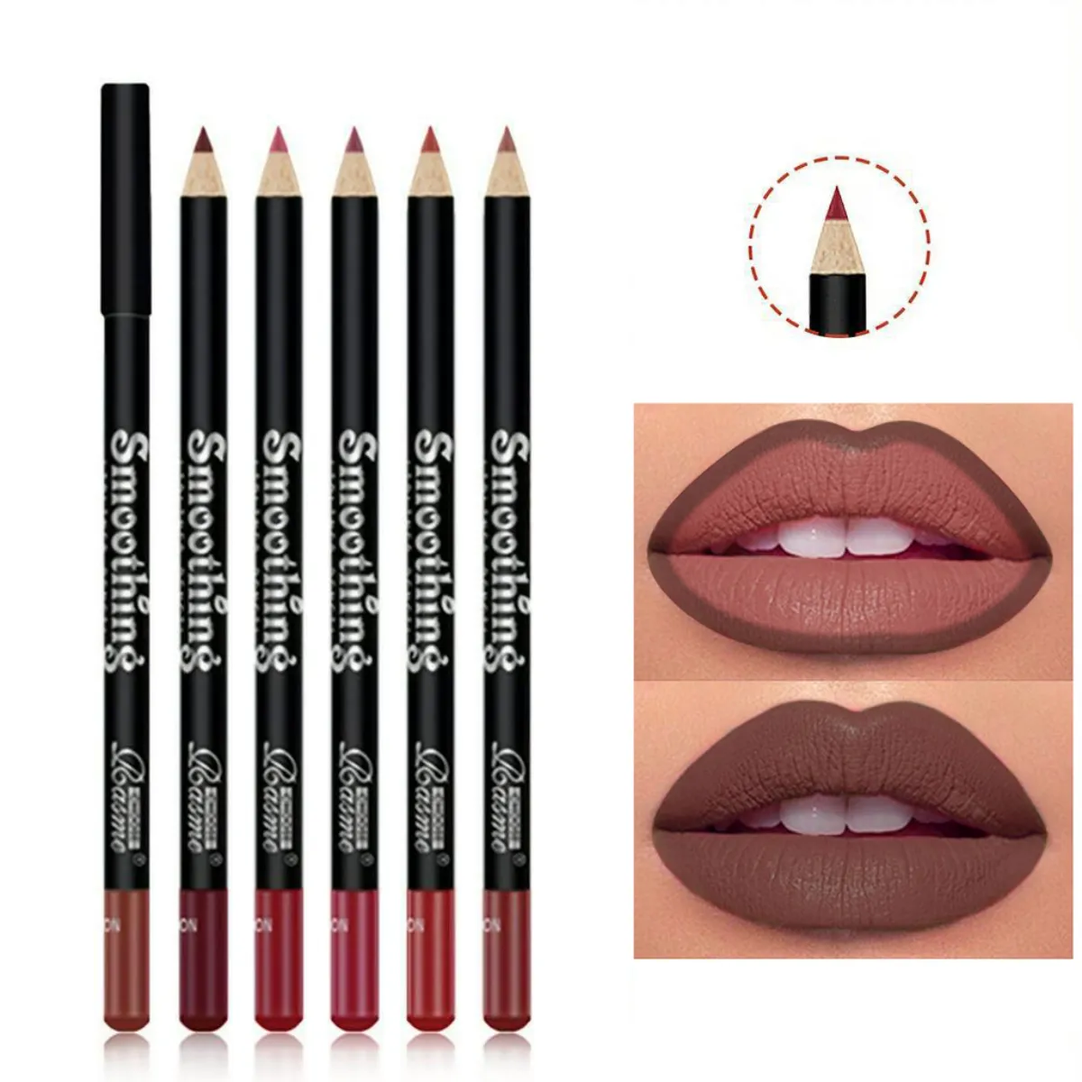 6-Color Waterproof Matte Lip Liner - Long-Lasting Non-Transfer Formula Matte Finish 6 Versatile Shades