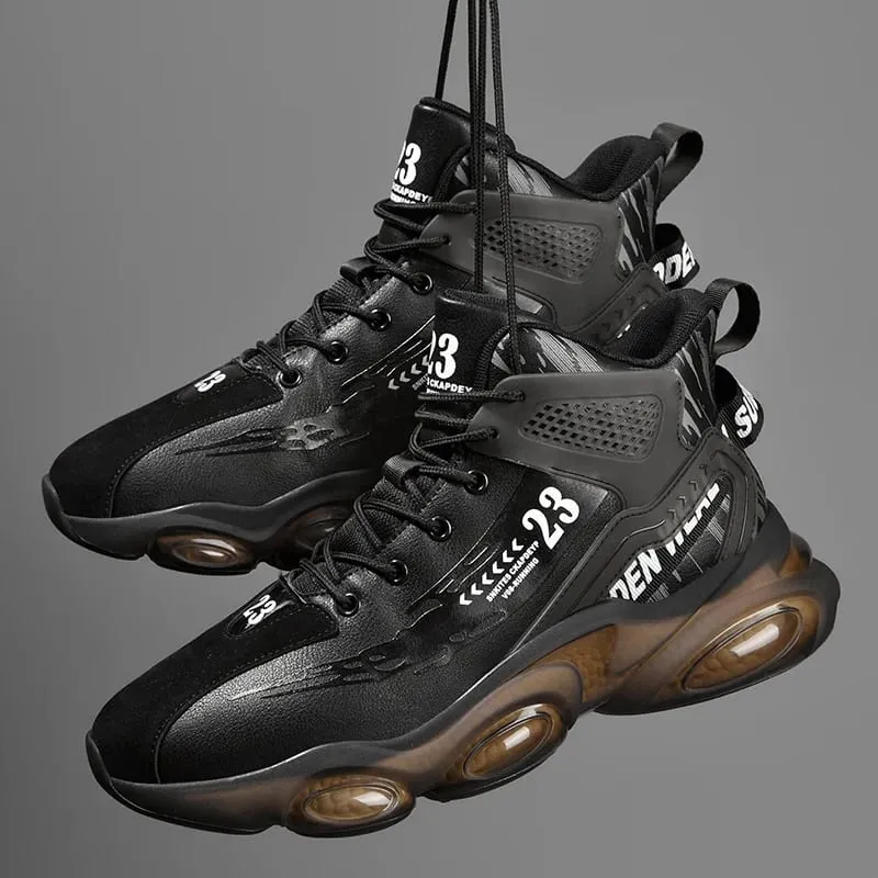 Men's Spring High Quality Trendy Shoes Thick Bottom Strap Basketball New Breathable Shock Absorbed Casual Sneaker Shoes 2025