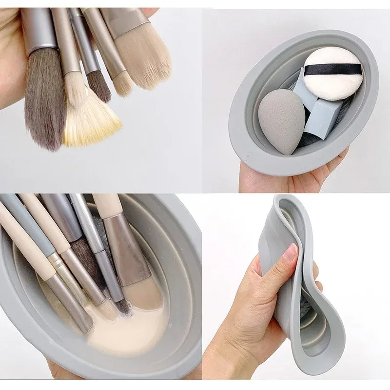 Silicone Makeup Brush Cleaner Bowl Foldable Cleaning Mat Cosmetic Foundation Eyeshadow Powder Brushes Cleaner Tools For Makeup — image 3