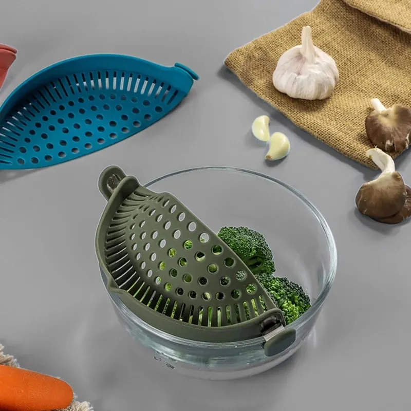 Silicone Pot Side Drainer Vegetable Noodle Drainage Filter Pour Baffle Kitchen Gadgets