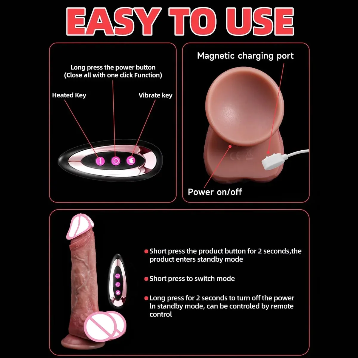 Makatotohanang Dildos Vibration Para sa mga Babae Masturbesyon Anal Plug Penetration Anal Thrusting Penis Dildo Vibrator Sexy Adult Sex Toys