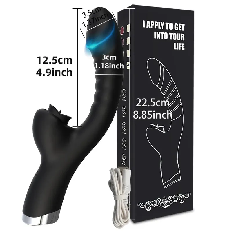 20 režimů Aplikace Porn Tongue Dildo Vibrátor Bod G Bod G Vagina Masážní hůlka Stimulátor olizování klitorisu Dospělé Ženy Ženy Sexy sexuální hračky