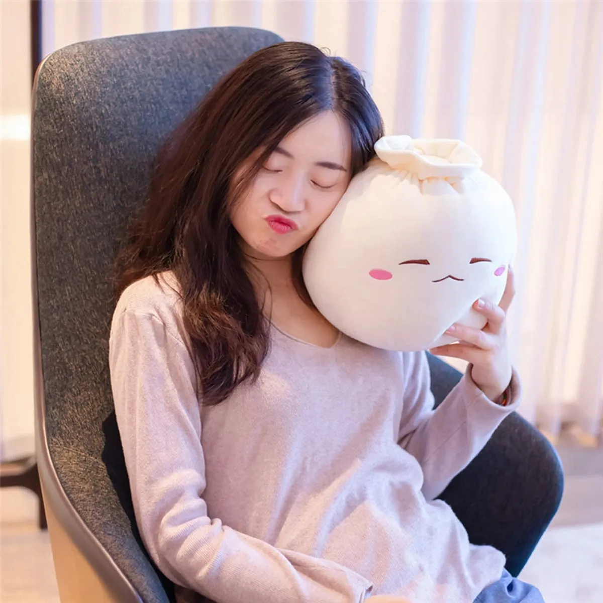 Stuffed Plush Cartoon Dumpling Plush Pillow for Car Room Office Dumpling Plush Pillow Toy Sofa Pillow Soft Back Cushion Ornament