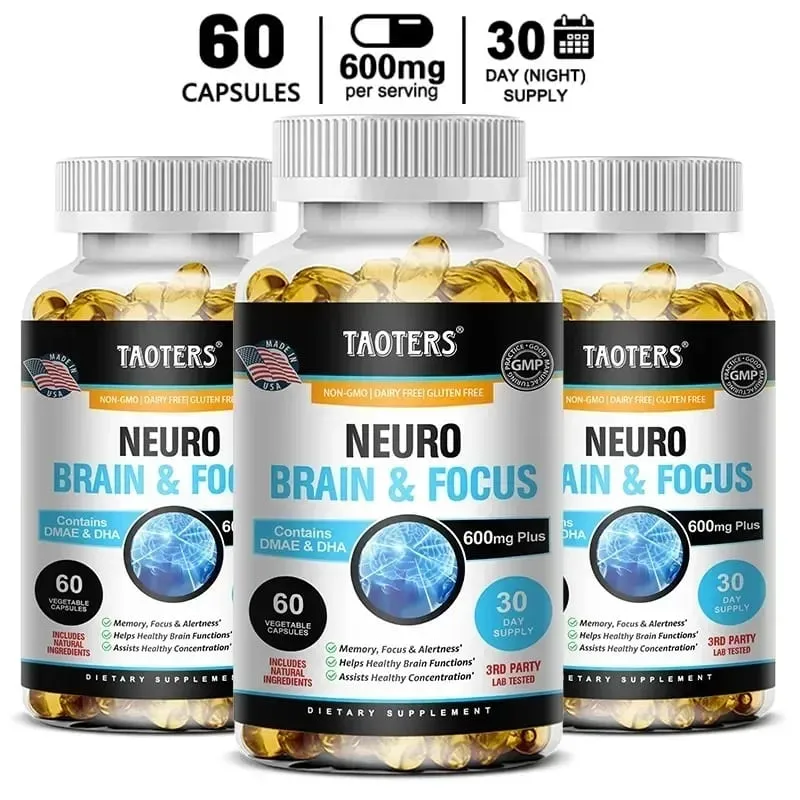 Memory Focus Clarity Energy Brain Supplement – ​​Nootropní Brain Booster Vitamíny DMAE A C D E B1 B2 B3 B5 B6 kapsle