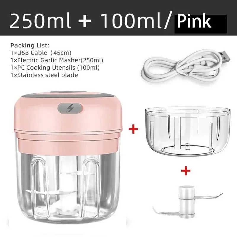 Mini Wireless Electric Garlic Crusher 100ml/250ml Portable Chopper USB Charging Ginger Chili Vegetable Masher Machine Kitchen — image 12