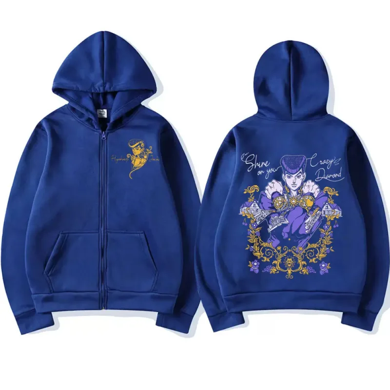 Anime Jojo Bizarre Adventure Zipper Hoodies Higashikata Josuke Manga Zip Up Sweatshirts Men Women Fashion Casual Pullovers Coats — image 7