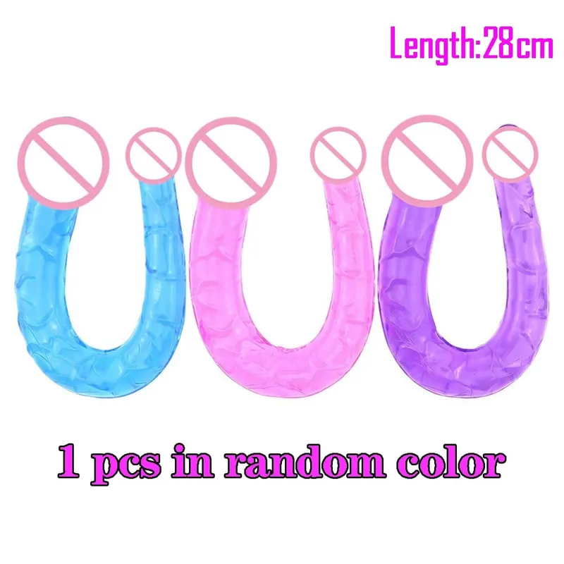Zachte Jelly Dildo Dubbele Lange 46 cm Realistische Pik Lesbische Vaginale Anale Plug Flexibele Nep Penis voor Vrouwen Seksspeeltjes