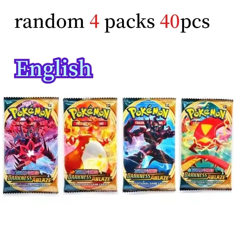 fun 40 Pieces Pokemon Card Pack 4 Sets Sun Moon Violet 151 English Trading Cards Collectible Toys Halloween Gift Fantasy Sci Fi