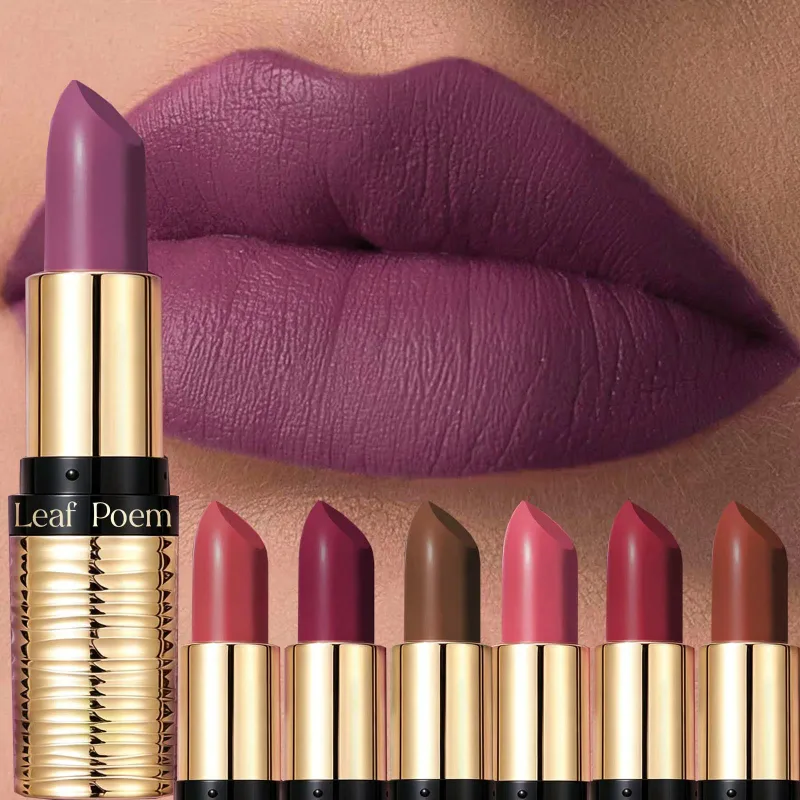 8 Colors Purple Matte Lipstick Waterproof Nude Brown Lip Tint Tone Long-lasting Velvet Matte Lipstick for Women Makeup Cosmetics