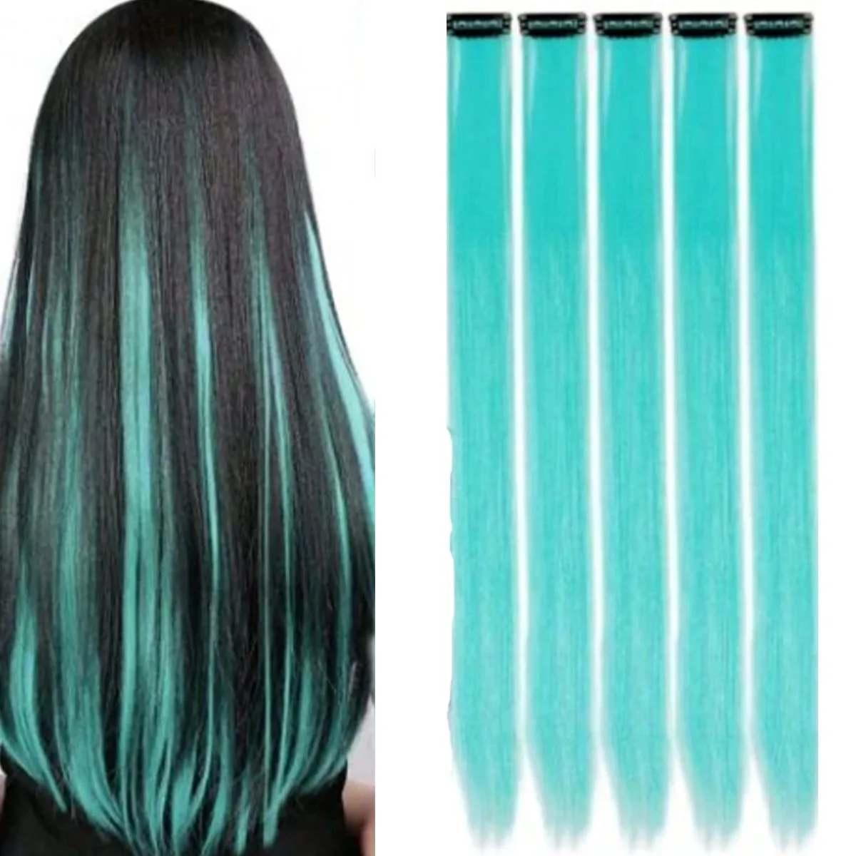 5PCS Gerade Clip In Haarverlängerungen Synthetische Highlight Clip Auf Haarteile Mode Haar Für Frauen Täglichen Party Cosplay — image 7