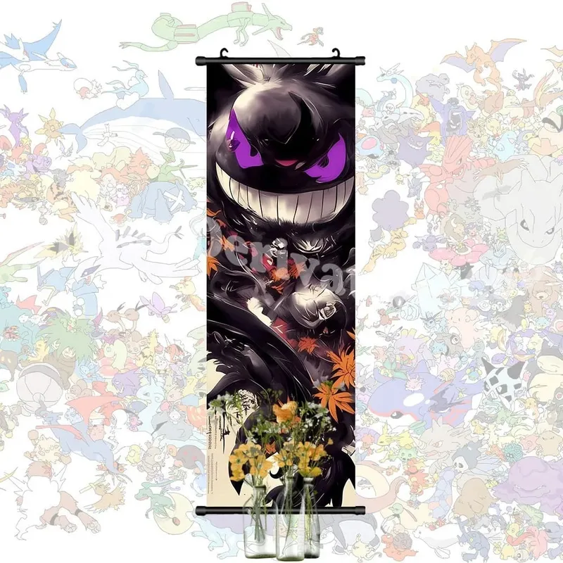 Printed Poster Anime Wall Artwork Gengar Pictures Charizard Painting Canvas Pikachu Hanging Scrolls Home Room Decor