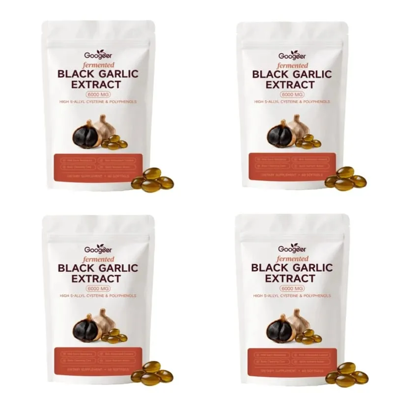 Googeer fermenteret sort hvidløgsekstrakt 6000MG Softgels Antioxidant Immunstøtte S-Allyl Cystein Mænd Kvinder 60 Softgels 60 dage