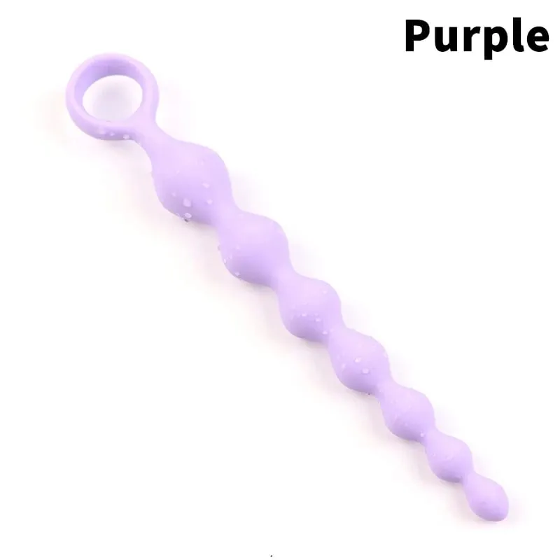 [NM]1Pc Beads Soft Anal Plug 7 Balls Silicone G-Spot Stimulating Butt Plugs Anal Stimulation Pull Bead Dildo Deep Anal Sex Toy