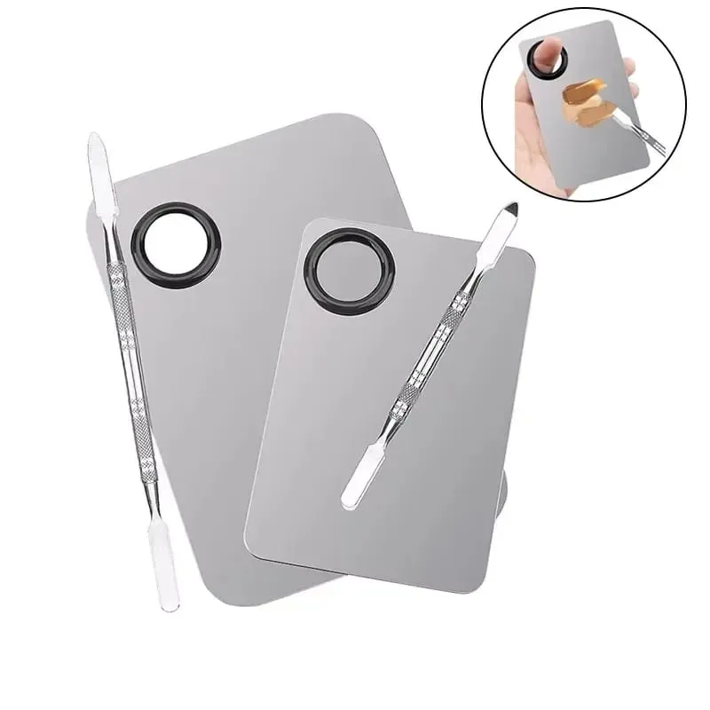 Makeup Mixing Palette KissDate Makeup Spatula Palette with Foundation Spatula Stainless Steel Makeup MixingTray Nail Art Palet