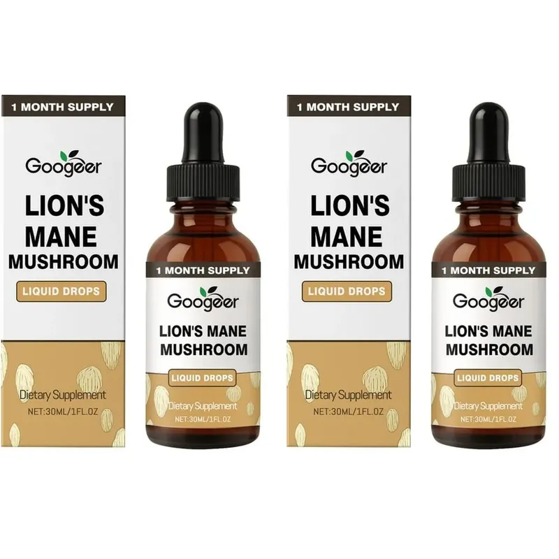 Googeer Lion's Mane Mushroom Liquid Drops Hukommelse og fokusstøtte til kognitiv klarhed Mental Agility Alkoholfri 30 ML