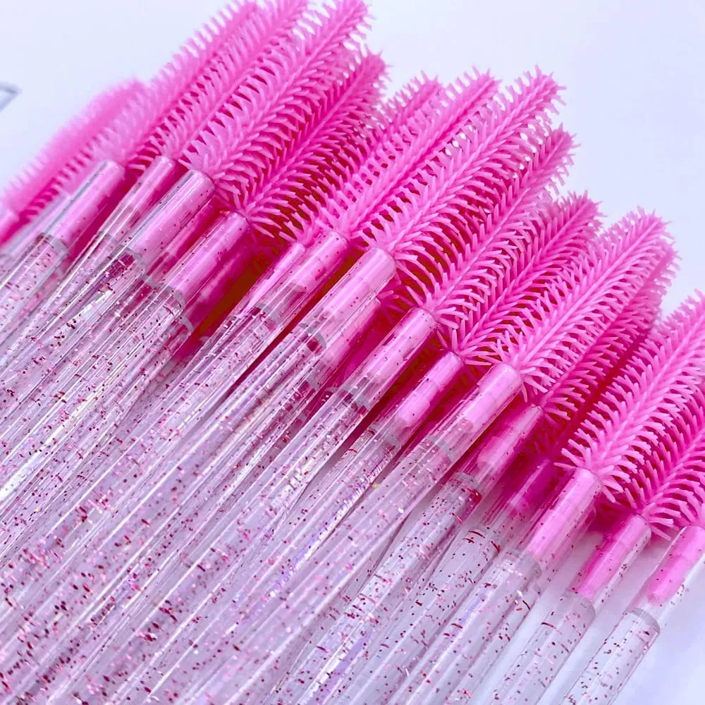 50/100 Pcs Silicone Crystal Mascara Wands Disposable Diamond Eyelash Brushes Comb Beauty Makeup Brush Tools for Women
