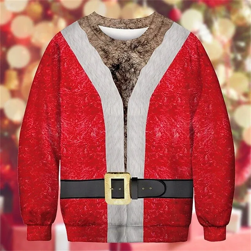 Noel çirkin kazak komik 3D baskı kas desen tişörtü erkekler için yeni moda kazak parti Cosplay kostüm noel hediyesi — image 10