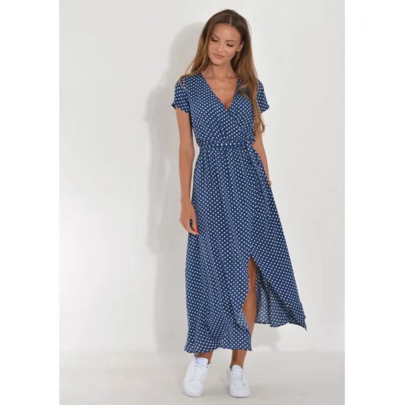 Printed Dress 2025 Summer V-neck Split Fork Medium and Long Group European and American Cross-border Women's Clothing — image 4