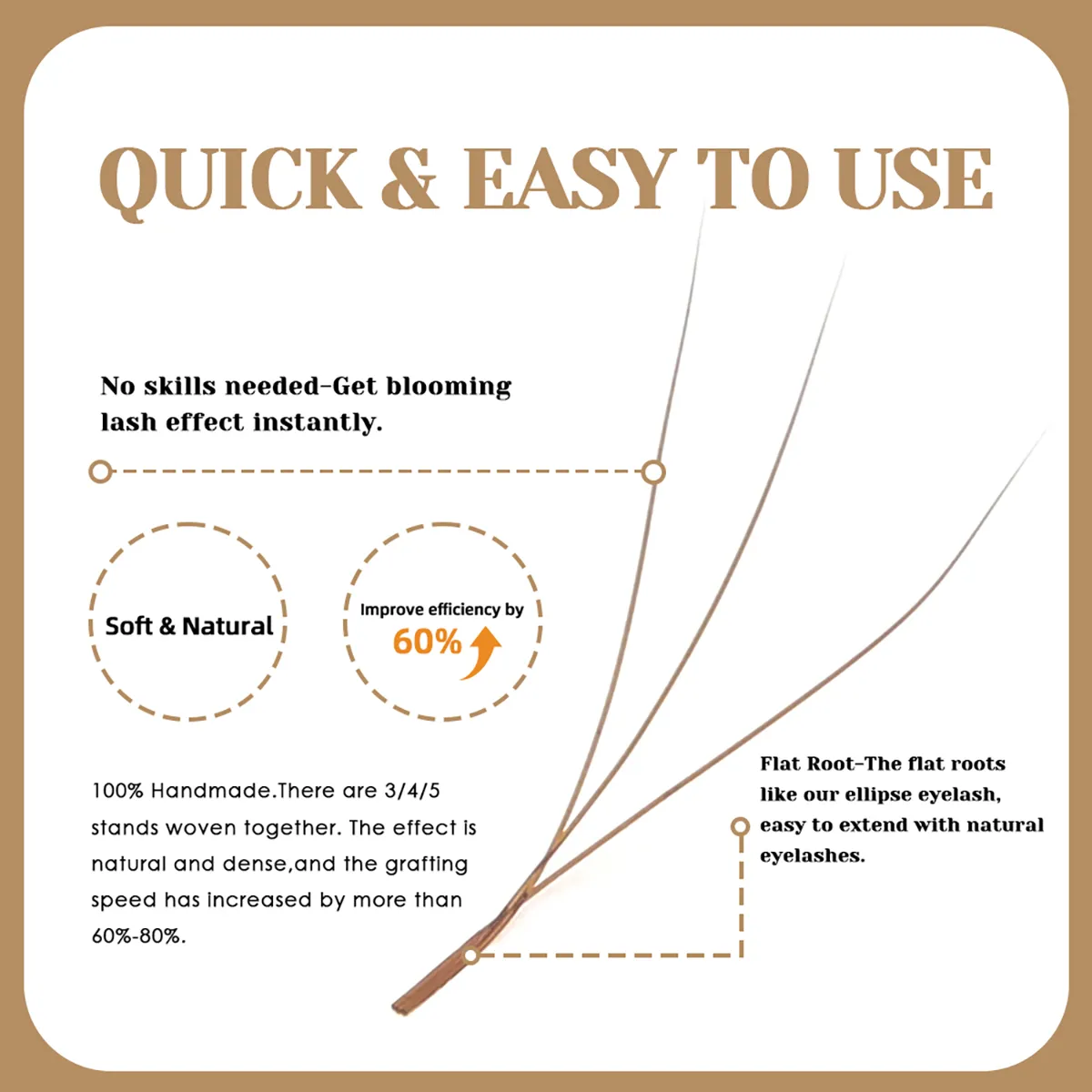 Brown 3D/4D/5D W-Shaped Eyelash Extensions 8-15mm Mix Length Hand-woven Premade Volume Fans Eye Lashes Makeup Products