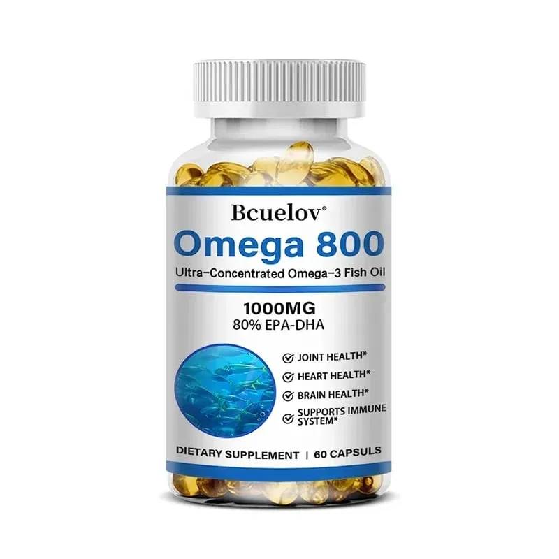 Bcuelov Fish Oil Omega 3 Supplements 1000mg Softgels Omega 3 Fish Oil for Healthy Heart Brain Support 30/60/120 Capsules
