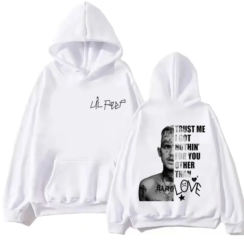 Rapper Lil Peep Merch Hoodies Men Women Clothing Hip Hop Vintage Pullovers Fashion Casual Oversized Hooded Sweatshirt Streetwear