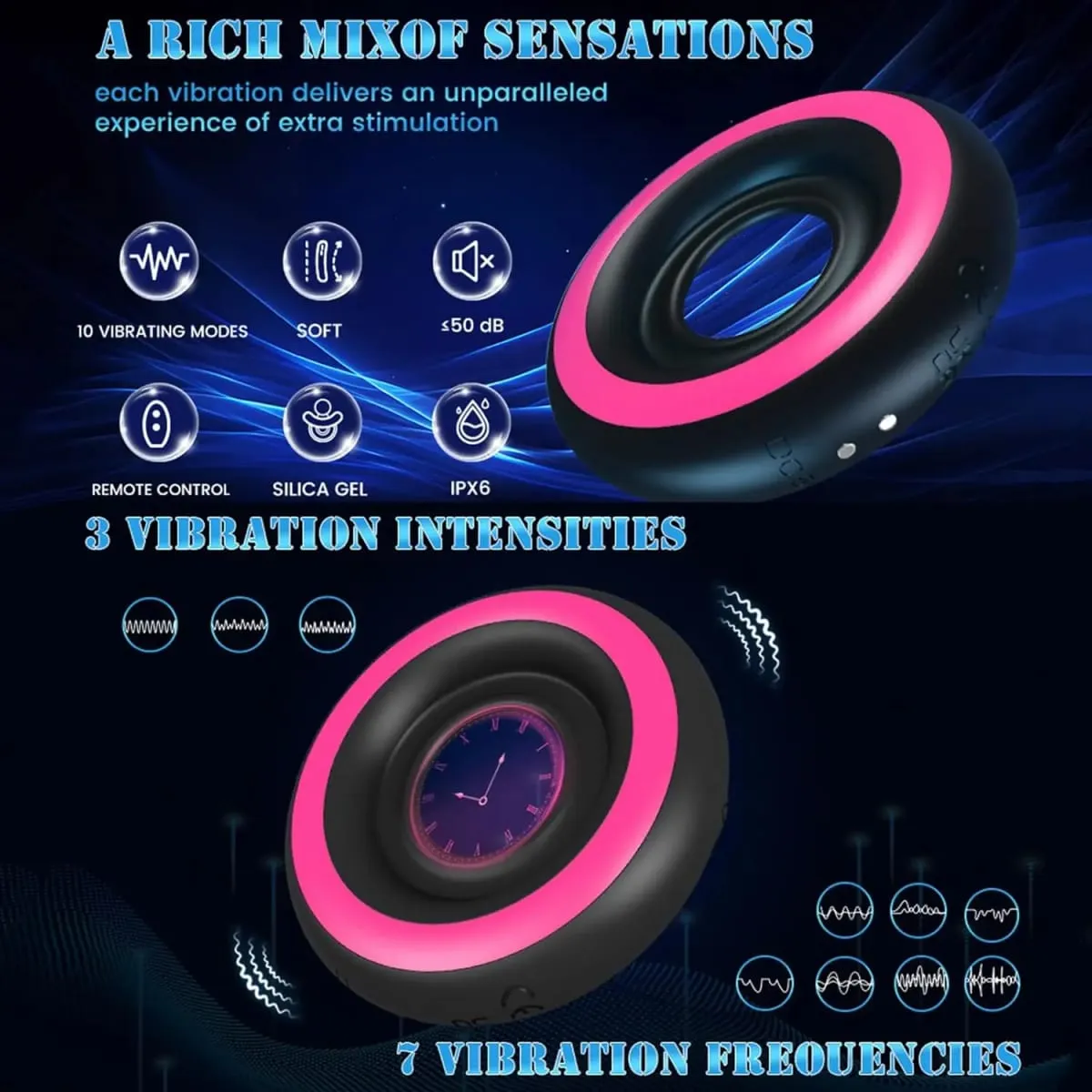 แหวนอวัยวะเพศชายแหวน Cock Erection Enhancing Vibrating แหวนอวัยวะเพศชาย Chastity CAGE Stimulator ชะลอการของเล่นสำหรับผู้ใหญ่สำหรับผู้ใหญ่