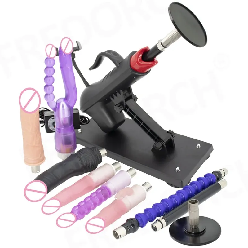 Fredorch Automatic Retractable Sex Pumping Gun Machine with Dildo For Male and Female Masturbation Sex Toy 450 Stroke per minute
