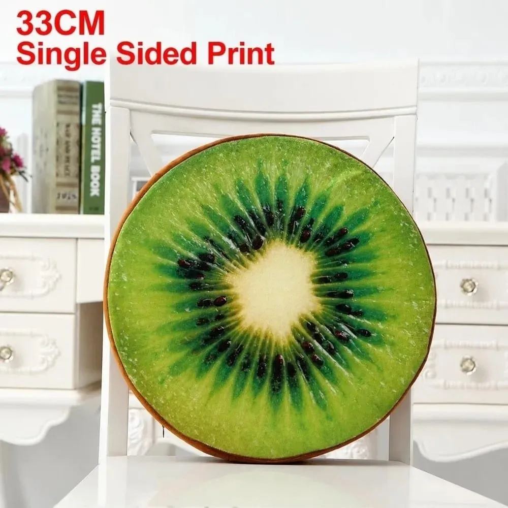 Cute Round Fruit Pillow Fruit Slice Print Plush Fabric Seat Cushion Stuffed Inner Simulation Plush Pillow Sofa Decor — image 14