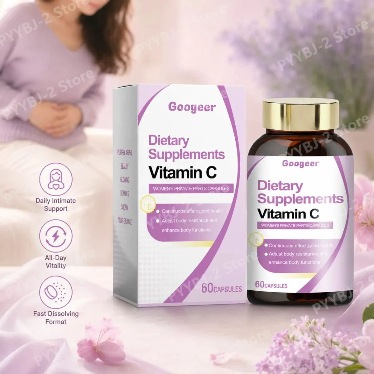 Vitamin C Capsules 60 Count Daily Nutrition Supplement Convenient Format for General Wellness and Healthy Lifestyle Support