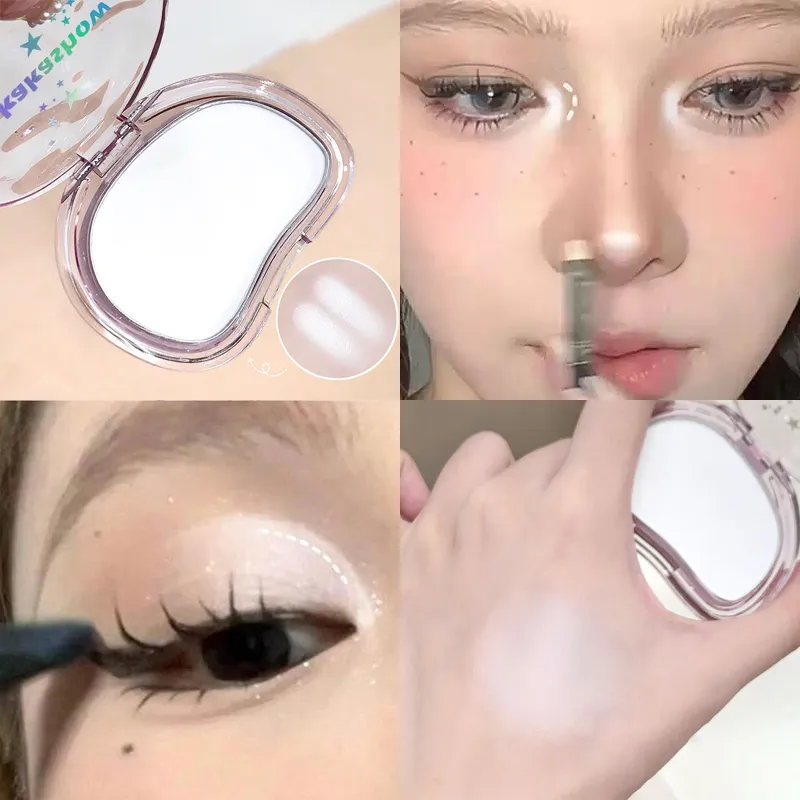 Matte Highlighter Powder Eyeshadow Palette White Long Lasting Natural 3D Brightening Eye Makeup Palette Brighten Face High Gloss — image 2