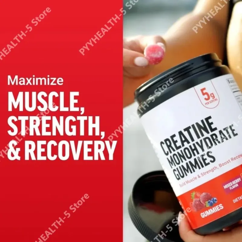 Creatine Monohydrate Gummies Mixed Berry Chewable Daily Fitness Support for Men Women No Gelatin 60 Gummies — image 3