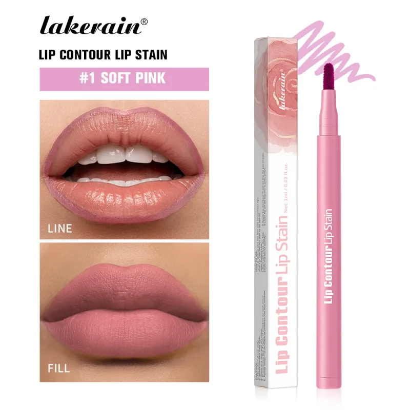 2-in-1 Lip Contour Lip Stain Pen Smudge-proof Non-stick Cup Moisturizing Lip Makeup Cosmetic Dual-Sided Tip Lip Stain & Liner — image 8