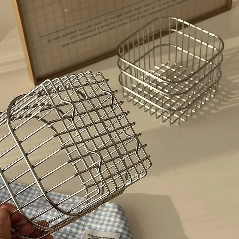 Stainless Steel Comestic Tools Storage Basket Multi-Purpose Makeup Brushes Skincare Tools Perfume Organizer Cosmetic Sorting Box