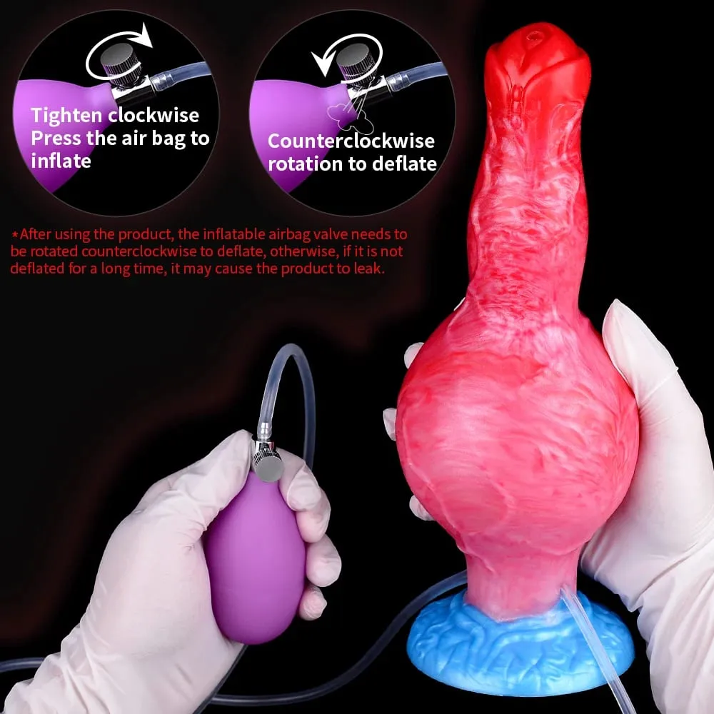 Ejaculation Anal Plug Dog/Wolf Dildo Inflatable Big Knot Penis with Squirting Function Strong Sucker Sex Toy for Women Men