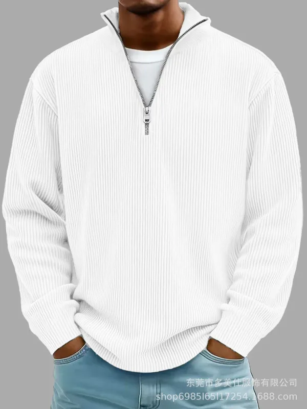 Męska jesienno-zimowa bluza ze stójką i zamkiem błyskawicznym Luźna, długa rękaw Casual Codzienny Moda na zewnątrz Modna męska odzież wierzchnia