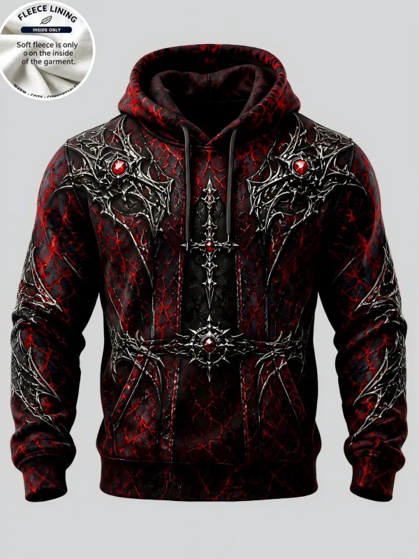 English: Halloween Haunted House Ghost Pumpkin Bat Print Hoodie Men Fleece Lined POD Sweatshirt Casual Long Sleeve Pullover