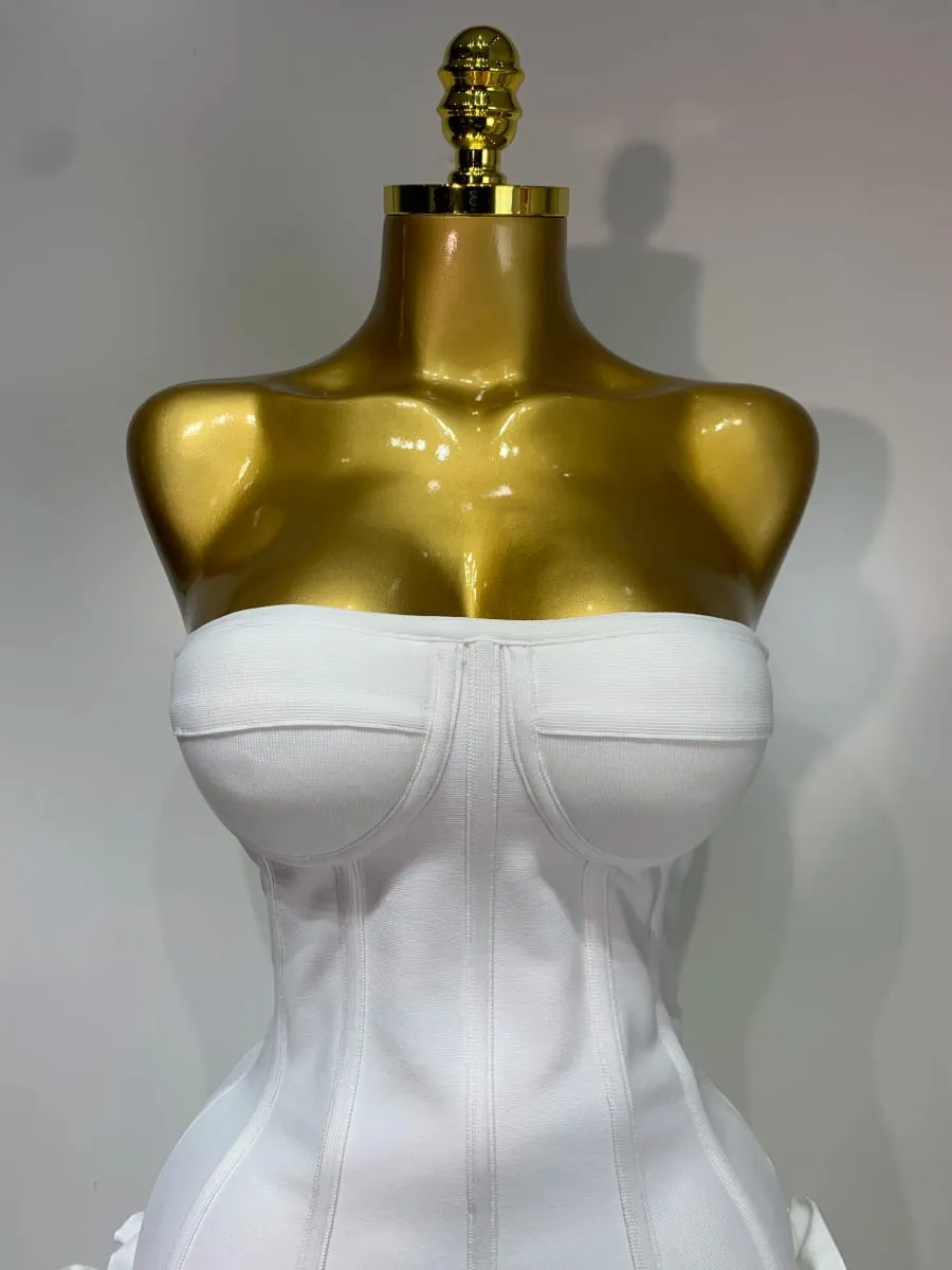 Minivestido Sexy sin tirantes para mujer, vestido de fiesta de flores, alfombra roja de celebridad, fiesta de noche, celebración de cumpleaños, vestidos de Club