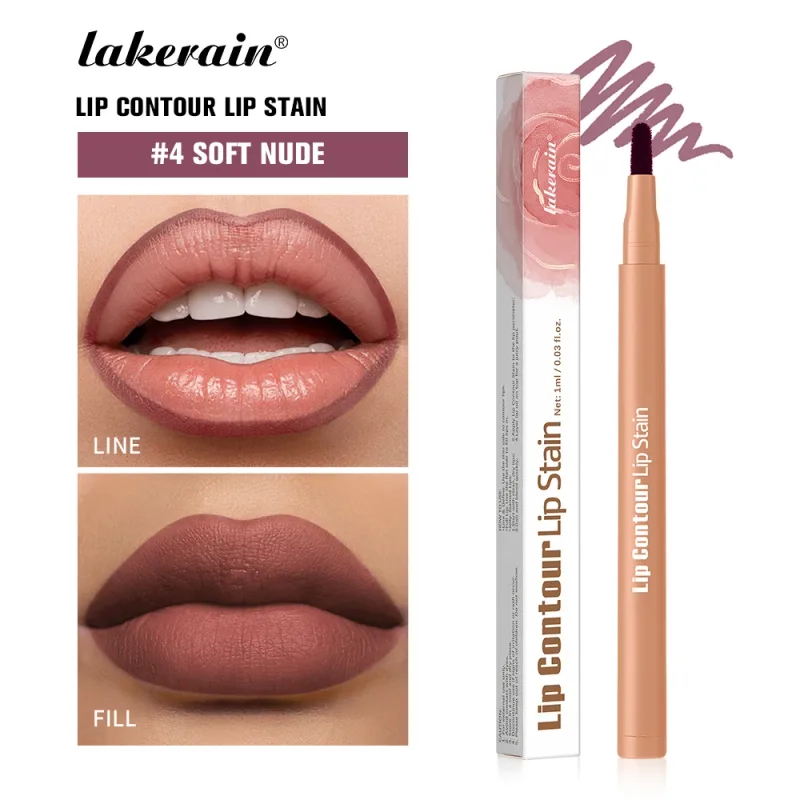 2-in-1 Lip Contour Lip Stain Pen Smudge-proof Non-stick Cup Moisturizing Lip Makeup Cosmetic Dual-Sided Tip Lip Stain & Liner — image 23