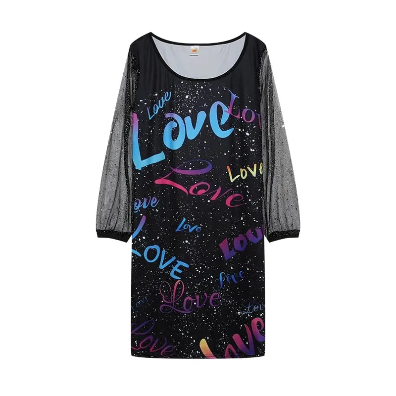 2024 New Spring-style Round Neck Sequins Perspective Gauze Lady Dress — image 7
