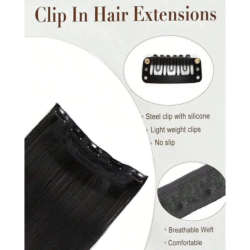 Long Straight 5 Clips Hair Extension 32 Inch Clip In Extensions Hairpieces For Women Synthetic Natural Straight Clip Hair Piece