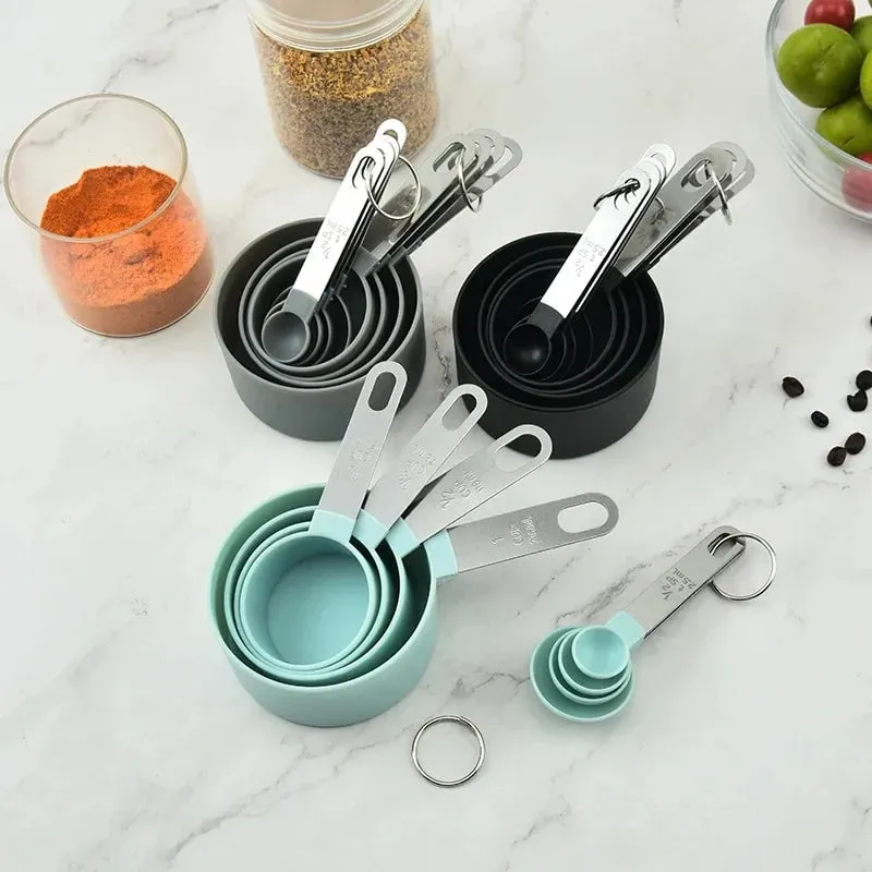 4/8PCS/Set Plastic Multi Purpose Measuring Cup Measuring Spoon Stainless Steel Handle With Graduated Measuring Baking Tools