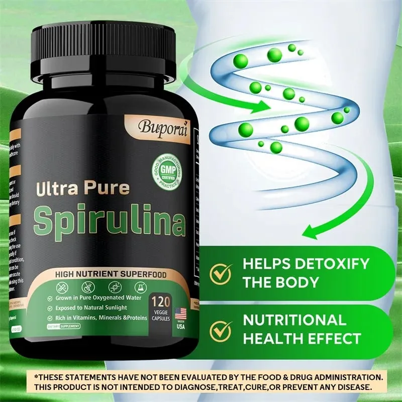 Organic Spirulina - Detoxification Immune System Cardiovascular Antioxidant Improve Digestive Health
