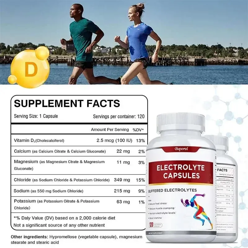 Electrolyte Capsules - Contains Vitamin D Promotes Electrolyte Balance Improves Cognitive Function Relieves Fatigue Non-GMO — image 3