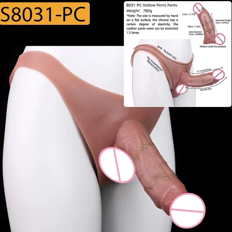 Strap-On Lifelike κάλυμμα πέους насадка на член Large Hollow DildoPants Intimate ενήλικα σεξ παιχνίδι για σεξ ζευγάρια